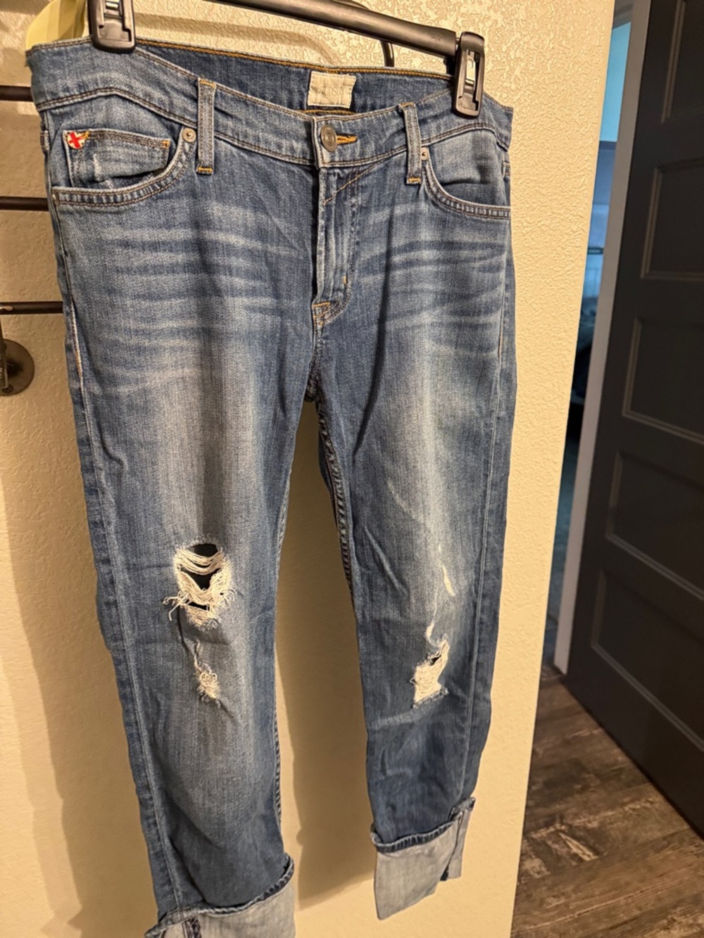 Hudson Jeans Women's Light Blue Distressed Boyfriend Jeans